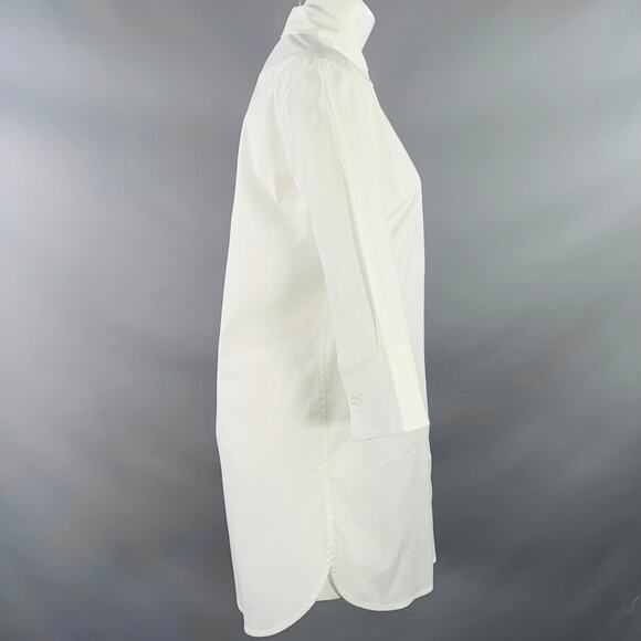 JARBO Size S White Cotton Blend Hidden Buttons 3/4 Sleeves Shirt Dress - Picture 2 of 8